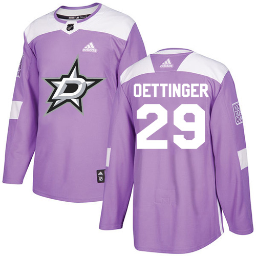 Adidas Men Dallas Stars 29 Jake Oettinger Purple Authentic Fights Cancer Stitched NHL Jersey